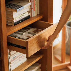 Japanese Style <b>Solid</b> <b>Wood</b> Home Furniture Storage Cabinet with Display Shelves for <b>Bookcase</b> and Wine Log Decoration - Product Image 3