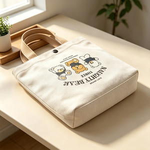 Bolso de lona Xiang Huai Naughty Bear, tamaño mediano, con bolsillo abierto suave para mujeres, estudiantes, trabajadores de oficina, primavera 2024 - Product Image 3