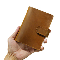Portefeuilles en cuir véritable pour hommes, style vintage, fermeture à boutons, blocage RFID, protège-passeport, porte-cartes, portefeuille de protection pour hommes