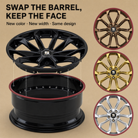 Jantes forgées en deux parties noires à rayons en V et baril rouge, 18, 19, 20, 21 pouces, 5x112, 5x114.3, 5x120, BMW M4