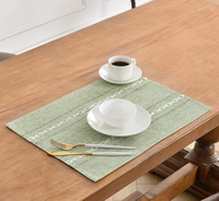 Sets de table en coton et lin à motifs géométriques, 19x12 pouces, lot de 4, style rustique, ourlets brodés, réutilisables, résistants à la chaleur, vert sauge, pour la cuisine