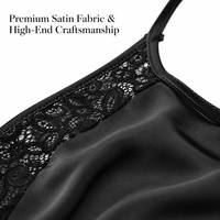 Robe nuisette sexy noire en dentelle sans col à fines bretelles pour femme, coupe classique, mini-robe de lingerie d'été, vente en gros OEM