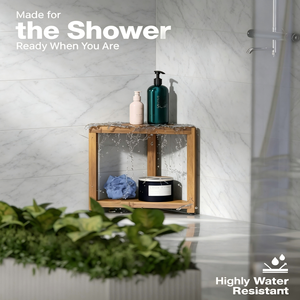Tabouret <span class=keywords><strong>de</strong></span> douche d'angle en bois d'acacia, banc <span class=keywords><strong>de</strong></span> douche d'angle en bois pour se raser les jambes sous la douche, repose-pieds <span class=keywords><strong>de</strong></span> douche imperméable - Product Image 3