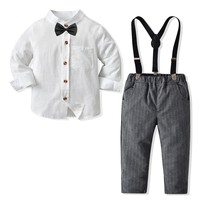 Ensemble 3 pièces en laine pour bébé garçon, idéal pour baptême ou fête formelle, manches longues, tenue cadeau automne BSL89
