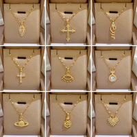 Colliers en Gros Croix Jésus Acier Inoxydable Or Lot Mixte Étanche Zircon Cubique Bijoux Tendance Femme