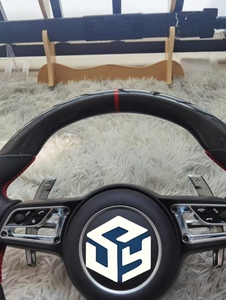 Volante Deportivo/Acordonado de Fibra de Carbono Estilo Carreras con Base Plana para Porsche 911 <span class=keywords><strong>GT3</strong></span>/GT2 <span class=keywords><strong>RS</strong></span>/GT4 <span class=keywords><strong>RS</strong></span> 718 Compatible con A4 Q5 - Product Image 4