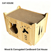 Boîte de maternité verticale moderne tout-en-un pour chat, avec griffoir et lit, à deux niveaux, réglable, en carton résistant à l'usure et sans peluches