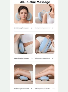 Coussin <span class=keywords><strong>de</strong></span> massage léger bidirectionnel à 8 têtes, intensité réglable, compresse chaude, rechargeable, pour le corps entier et la taille - Product Image 4