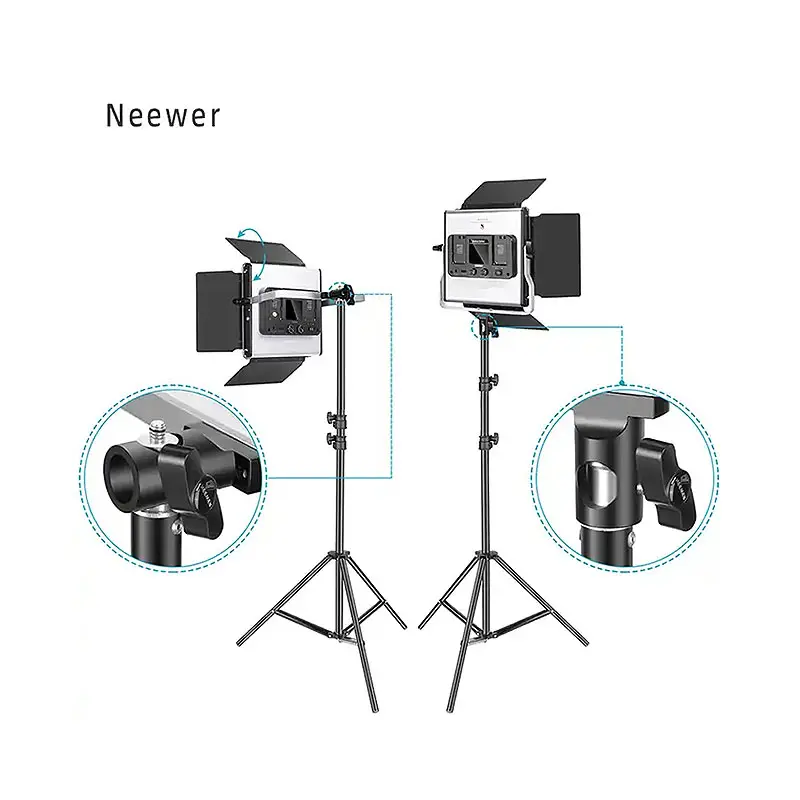 Neewer Set kontrol aplikasi 2 buah, lampu Video Led Studio warna dua warna 3200-5600K dapat diredupkan dengan dudukan 2M
