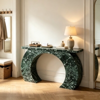 Console d'entrée étroite en marbre vert pour la décoration du hall de villa