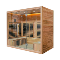 Luxe de haute qualité personnalisé en pruche Sauna à lumière rouge infrarouge lointain pour 4 personnes avec panneau de commande intelligent