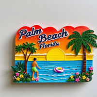 Autocollant magnétique pour réfrigérateur en résine de Floride avec motif et logo personnalisés, design de vacances à la plage