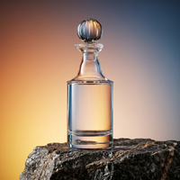 Bouteille de présentation en verre transparent de 250 ml, polie à la main, avec bouchon en liège, pour huile d'Attar Oud, style arabe