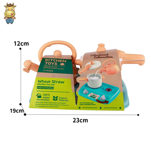 Ensemble de jeu 3 pièces écologique pour enfants en paille de blé : autocuiseur, bouilloire et réchaud à gaz - Product Image 5