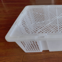 Panier de rangement en plastique moulé par injection PP de haute qualité pour fruits de mer / CAISSES (BYK-2) / Panier de manutention avec couvercle 48*36*16cm Blanc