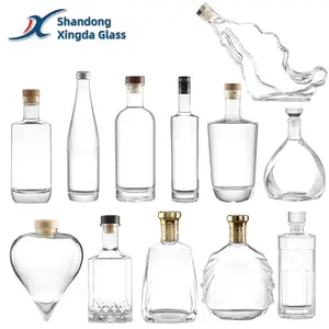 Aanpassen Botella De Vidrio Luxe Kristal 375Ml 500Ml 750Ml Lege Whiskyglazen Fles Wodka Gin Liquor Heldere Fles Glas Wit
