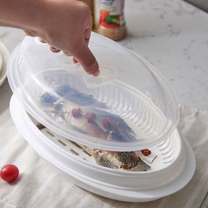 Customized Microwave Steamed Fish Containerfor Microwave Oven Large <b>Steamer</b> Buns Heating Steamed Fish Container - Product Image 1