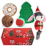 AFP Coffret Cadeau de Noël pour Chien 5 en 1 : Jouets pour Chien, Tapis à Lécher Anti-Anxiété, Distributeur de Friandises, Jouet à Mâcher en Peluche avec Corde et Sifflet