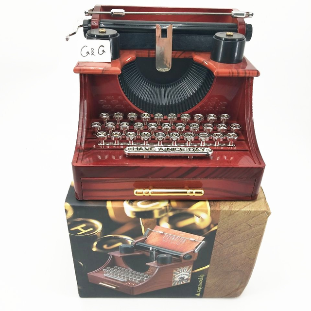Creative Plastic Typewriter Model Music Box Home Decoration