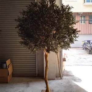 Großhandel künstliche grüne Seide Glasfaser-Olivenbaumpflanze für interieur Haus Bonsai outdoor-Dekoration