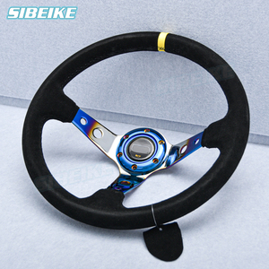 <span class=keywords><strong>Volant</strong></span> de voiture de course en cuir suédé bleu titane Concave profond de 14 pouces 90MM - Product Image 3