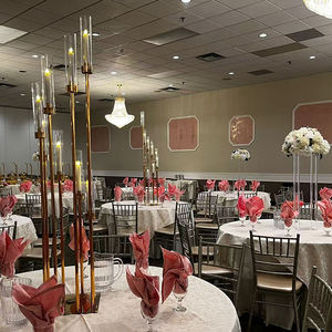 Camino plomo 8 brazo 5 cabezas oro candelabros boda decoración mesa centros de mesa candelabro con acrílico - Product Image 6