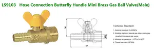 LISHUI Brass Single Nozzle Gas Valve Wholesale Gas Valve DN15 Butterfly Handle Threaded Valve Support Custom OEM