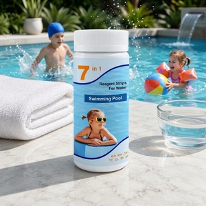 Bandelettes de test d'eau de piscine portables 7 en 1, faciles à utiliser et à lire, pour le test du brome, du chlore, de l'alcalinité, de la dureté et du <span class=keywords><strong>pH</strong></span> - Product Image 1
