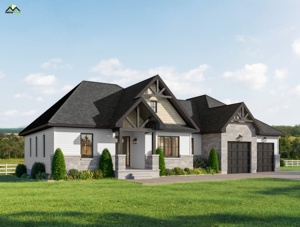Villa de style campagnard à ossature légère en acier avec double garage et toit à pignon - Product Image 4