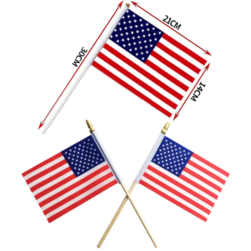 Unabhängigkeit stag Holzstab amerikanische Hand National Country Flaggen Dekoration 4. Juli amerikanische Mini kleine Stolz Flagge