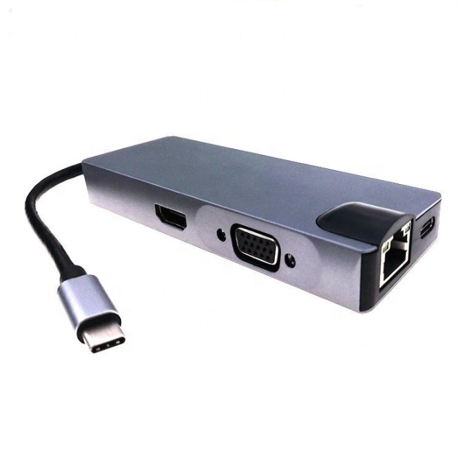 High Quality 3.1 USB C Type C 8 in 1 HUB to HDMI VGA SD TF Card PD 2xUSB3.0 Adapter Converter with RJ45 Ethernet Type C Adapter