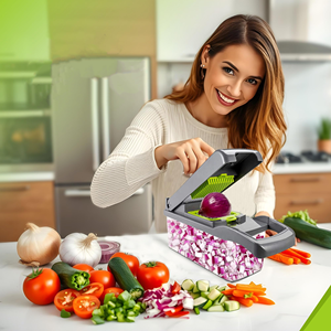 BPA เครื่องหั่นหัวหอมแบบเกลียว14 in 1, เครื่องหั่นผักเครื่องหั่นด้วยมือเครื่องหั่นผักผลไม้ - Product Image 4