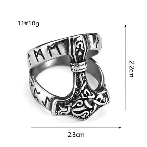 Bague marteau Viking pour hommes, en acier inoxydable, style nordique, bijoux cadeau pour hommes - Product Image 5