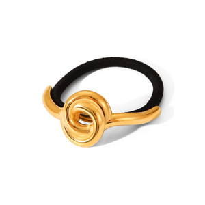 Accessoires créatifs en acier inoxydable 18K <span class=keywords><strong>à</strong></span> double boucle pour cheveux, queue de cheval élastique, coiffure de haute qualité, tempérament féminin - Product Image 1