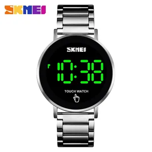 SKMEI 1550-reloj Digital de acero inoxidable con pantalla táctil, reloj de negocios con luz LED, para hombre