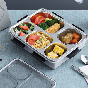 Lonchera Creativa Aislada de Gran Capacidad de Acero Inoxidable, Plato para Comida con Tapa para Estudiantes, Lonchera Dividida para Trabajadores de Oficina, Caja de Picnic - Product Image 4