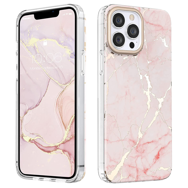 IMD Print pink Marble Design Slim Thin Stylish Geometric Soft TPU Cover for iPhone 13 Pro Max