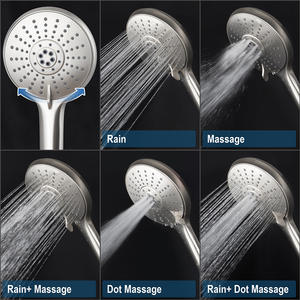 Juego de cabezal de ducha de cinco funciones con manguera de 59 pulgadas, níquel cepillado, boquillas autolimpiantes, masaje y rociador de lluvia - Product Image 5