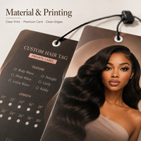 Étiquettes suspendues personnalisées, étiquettes en carton épais entièrement imprimées pour perruques et extensions de cheveux, emballage de marque privée
