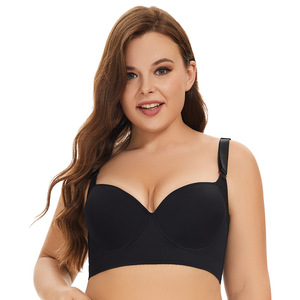 Plus Size Deep Cup Shapewear Incorporado Underwire Cobertura trasera completa Push up Bra - Product Image 4