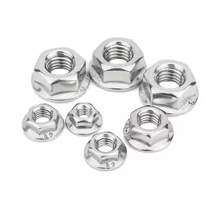 Por atacado DIN 6923 porca de flange hexagonal de aço inoxidável 304 porcas de flange serrilhadas M3 M4 M5 M6 M8 M10