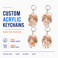 Porte-clés acrylique anime personnalisé, acrylique brillant de 2 mm, impression UV, mousqueton, fabrication directe, OEM, forme et taille personnalisées