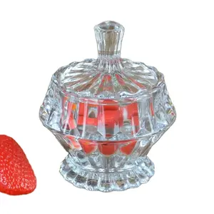 Türkei-Lieblingsglaswaren dekoratives Zucker süßigkeiten-Topf-Glas mit Deckel Hochzeit Party gebrauchte Trockenfutter-Speicher-Schalen mit Ständer