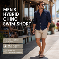 Celana Pendek Chino Hybrid Pria Khusus, Tahan Air, Cepat Kering, Cocok untuk Surfing dan Aktivitas Sehari-hari (OEM)
