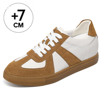 Baskets de skateboard respirantes en cuir de vachette pour hommes, baskets de sport décontractées, baskets décontractées rehaussantes de 7 cm
