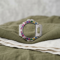 Lunette de montre de luxe en acier inoxydable octogonale, entièrement sertie de cristaux étincelants, cadre de protection personnalisé pour montre Hip Hop pour hommes