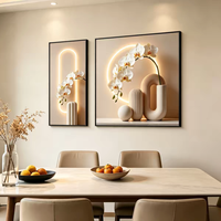 Lukisan Dinding Sofa Bunga Elegan Modern, Seni Dinding Bunga Putih 3D Bertekstur Kristal Porselen untuk Ruang Tamu