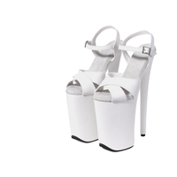 Sandales d'été en cuir PU de 23 cm, style européen, à lacets, à talon haut ouvert, plateforme imperméable, rayées, rehaussantes, pour pole dance