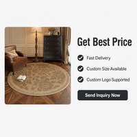 Tapis rond floral élégant, grand tapis circulaire marron antique, style tapisserie traditionnelle pour coin lecture et décoration intérieure