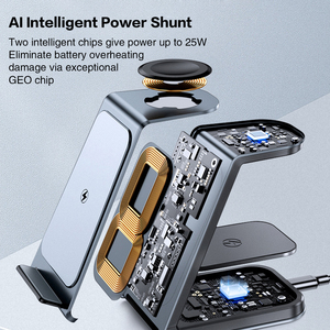 Di alta qualità in alluminio 3 in1 caricatore Wireless Stand per Samsung <span class=keywords><strong>Apple</strong></span> 15W ricarica rapida per <span class=keywords><strong>Smartphone</strong></span> per uso ufficio - Product Image 3